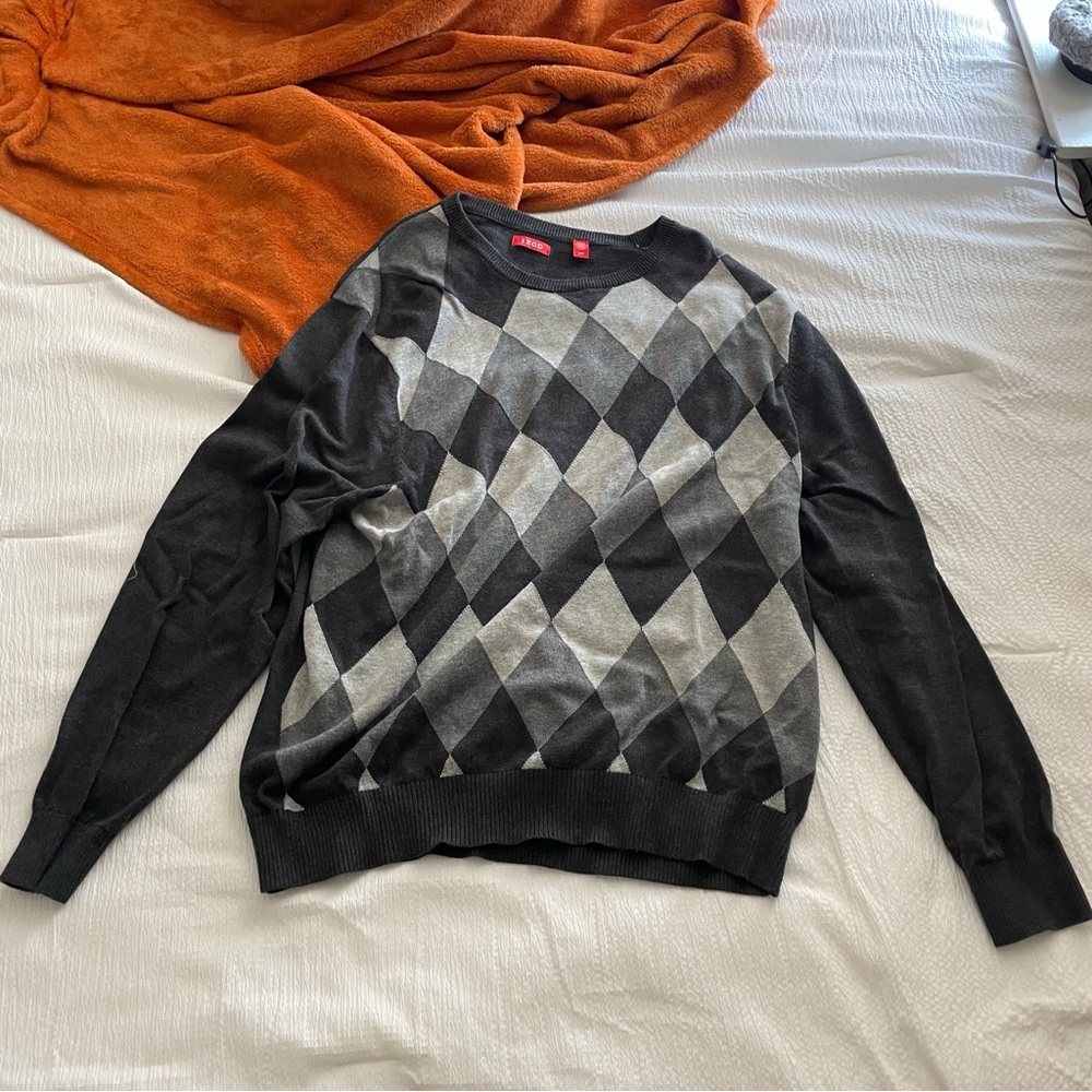 vintage style triangle-check sweater